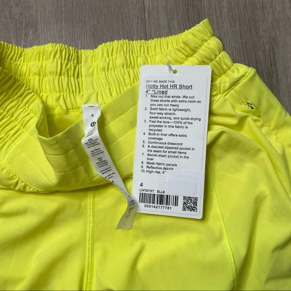 Lululemon Hotty Hot High-Rise Lined Short 4" - Electric Lemon - Picture 3 of 5